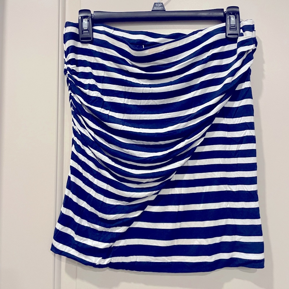 Navy blue and white tube top